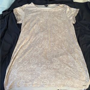 Tahari Beige and White Lace Night Dress